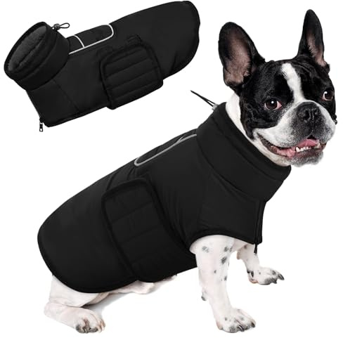 AOFITEE Kleiner Hundemantel, Warme Hundewinterjacke für Extra Kleine Hunde, Reflektierende Rollkragen-Hundeweste mit Integriertem Geschirr,wasserdichte Hundeschneejacke für Chihuahua, Yorkshire