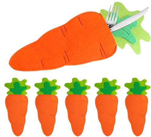 Bestecktaschen mit motiv, Utensilientasche mit karotte - -Karotten-Besteck-Organizer-Tasche,Tischdekoration, Utensilienhalter für party, Hasen-Mottoparty, Geburtstag