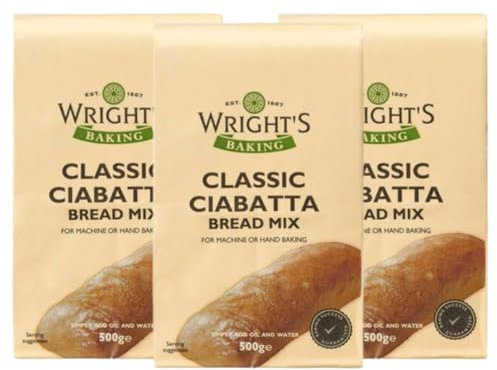 Bread Mix 3X500g Ciabatta - For Machine & Hand Baking | Simply Add Oil & Water | Easy to Use | Vegetarian-Friendly | Enjoy Fresh, Homemade Ciabatta Loaf