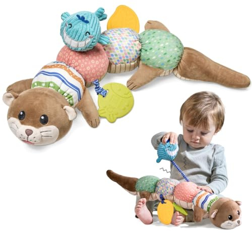 TUMAMA Utter mjuk sensorisk leksak för baby 0 3 6 9 12 18 månader, plysch babyleksak, plysch utter presentleksak för småbarn pojke flicka