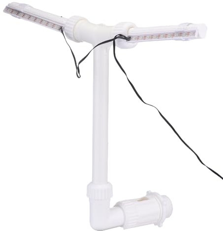 Luqeeg Fontana Solare per Piscina, Fontana D'acqua Solare a Doppia Testa con Luci LED Spruzzatore a Cascata Telecomandato per Piscine Interrate e Fuori Terra, 2/4/6h Auto Off