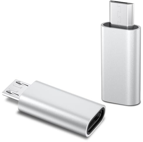 Amzpas Lot de 2 Adaptateurs Micro USB vers USB C - Convertisseur Rapide & Durable - Compatible Tous Smartphones & Android (Noir/Argent)