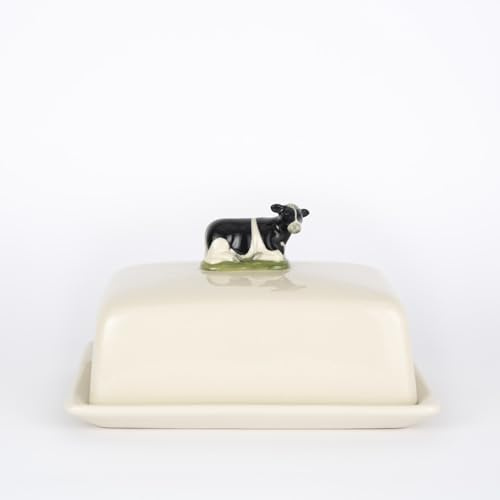 Quail Ceramics Butterdose mit Friesenkuh-Motiv