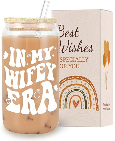 VivaJoy Bride to Be Gifts - Wedding Gifts for Bride, Engagement Gift for Women, Wedding Gift for Couple, Engagement Presents, in My Wifey Era Coffee Glass, Brides to be Cup, Bachelorette Present