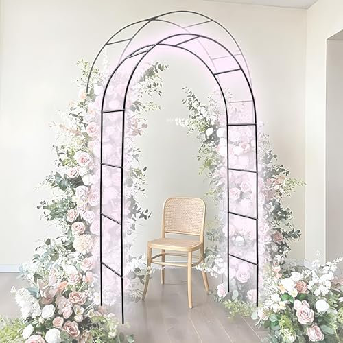 Metall-Gartenbogen – Hochzeits-Hintergrund, Rankgitter – Outdoor-Pergola für Kletterpflanzen, Partys, Terrassen, Gras (schwarz, B 2,0 x H 2,30 m)