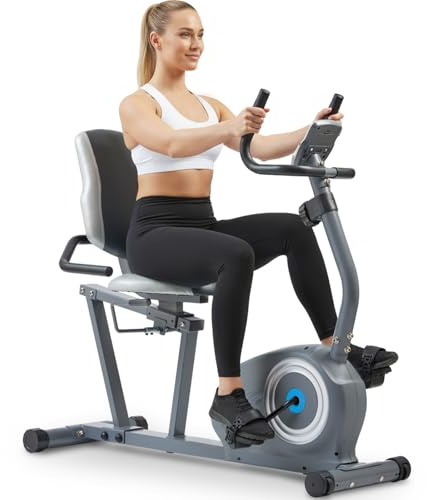 JLL Recumbent Exercise Bike – Magnetic Smart Bike for Home Use, Bluetooth SunnyFit App Compatible, 8 Resistance Levels, Extra-Wide Adjustable Seat, Quiet Belt Drive, Device Holder, Compact Design
