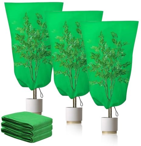 yotutun 3 Voile hivernage plante exterieur, 80 x 100cm Réutilisable Protection Hivernale pour Plantes avec cordon, Housses de protection pour plantes, Voile d'hivernage pour plantes pour Palmiers
