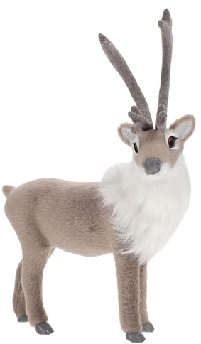 FUTUREORYY Décoration de Noël Cerf Imitation Gris Ornement pour Intérieur Figurine Realiste Rennes Noël pour Bureau Maison et Fête