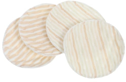 ZUNOXAZ 4pcs Reusable Cotton Breast Pads for Women Breastfeeding, Washable Feeding Pads with Soft Fit Breast Curves Design, for Carry a Handbag and Outdoor Use