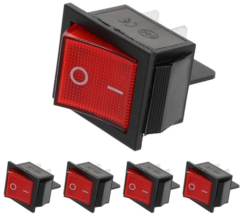 FOYTOKI 5 pièces Interrupteur Bascule Rouge Bouton Power Haute Puissance Facile à Installer Stable pour Bateau Auto Appareils Ménagers