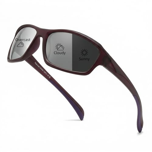 Myiaur Fahrradbrille Damen Selbsttönend,UV400-Schutz Polarisierter | Photochrome Sonnenbrille, Ideal Zum Autofahren, für Outdoor-Sportarten Und Den Täglichen Gebrauch