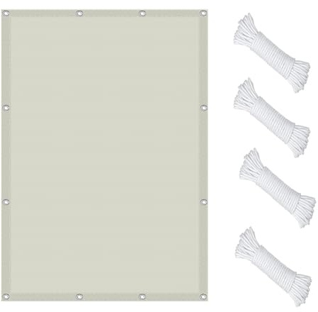 Telo Ombra Oscurante 250 x 420 cm Idrorepellente e Antivento Tendone Parasole in Tela Vari Colori e Misure per Esterno, Giardino, Terrazzo, Balcone, Patio, bianco