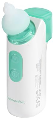 Bebeconfort Nasensauger Baby Elektrisch mit Sprühfunktion, Ab der Geburt, 2-in-1-Spray und Saugfunktion, Schneller, Leiser Baby Nasenreiniger, 2 Abwaschbare Silikonspitzen, Leicht zu Reinigen, Kompakt