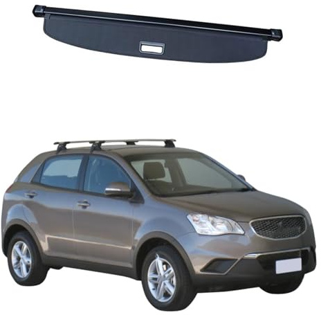 Car Rear Trunk Retractable Cargo Cover for SsangYong Korando 2011-2016,Retractable Security Luggage Storage Mat Partition Privacy Shades Rack Cargo Pad Covers,Canvas