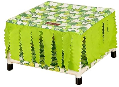 TTETTZ Tunnel pour Cochons d'Inde avec Rideau, Tissu Doux, Bois, Grotte Respirante, Double Structure pour Lapins, Hérissons, Hamsters, Rats, Cochons D, Vert
