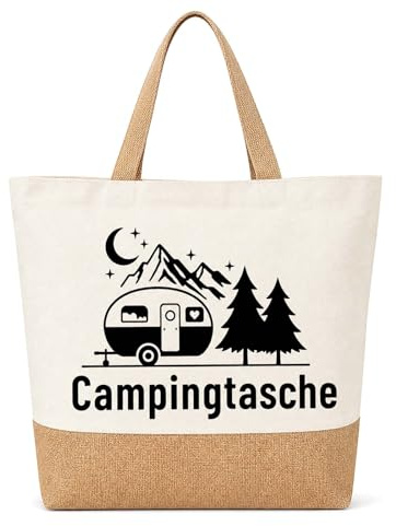 Scinzene PIujsym Camper Geschenke Camping Tasche Jutetasche, Camping Geschenke für Frauen Männer, Camping Zubehör Wohnwagen Zubehör, Camping Gadgets Wohnmobil Gadgets Wohnwagen Deko für Campingfans
