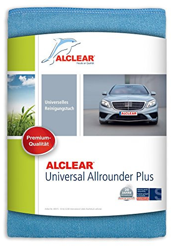 ALCLEAR International Paño Multiuso Universal Plus, Paño de Microfibra Adecuado para Casi Todas Las Superficies, para el Coche, el Hogar, el Barco, 40 x 40 cm, Azul | Para interior y exterior, absorbente, sin pelusas, sin arañazos, diseñado en Alemania, para limpiar, pulir, quitar el polvo