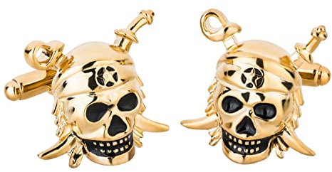 TEROON Manschettenknöpfe Totenkopf Pirat vergoldet