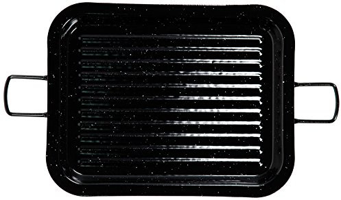 La Valenciana Poêle grill rectangulaire en acier émaillé Noir 27 x 21 cm, Émail, Noir, 31 x 25 cm