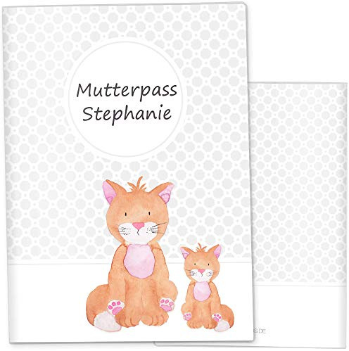 OLGS Mutterpasshülle 3-teilig personalisiert Katze | Baby Schwangerschaft Geschenkidee Schutzhülle für den Mutterpass | Für werdende Mütter (Mutterpass personalisiert Motiv: Katze)