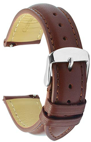 TStrap Uhrenarmband 20mm Leder - Lederarmband Schnellverschluß Schwarz - Armband Uhrenband mit Dornschließe Herren Damen Ersatzarmband - 18mm 19mm 22mm