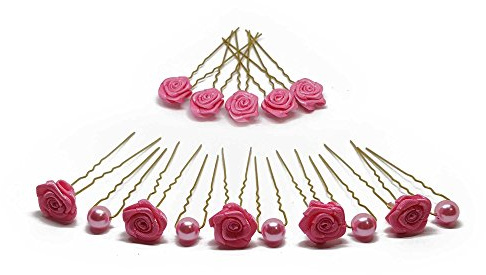 15tlg. Braut - Haarschmuck Set - Brauthaarschmuck | Set-3-G - Pink
