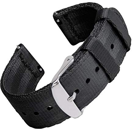 Archer Watch Straps - Seat Belt Nylon Quick Release Watch Bands (Black, 20mm)