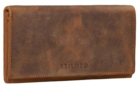 STILORD Damen-Geldbörse aus Leder braun - Frauen-Geldbeutel mit RFID & NFC Schutz - Vintage Portmonnaie aus Echtleder + Geschenkbox 'Marquesa'