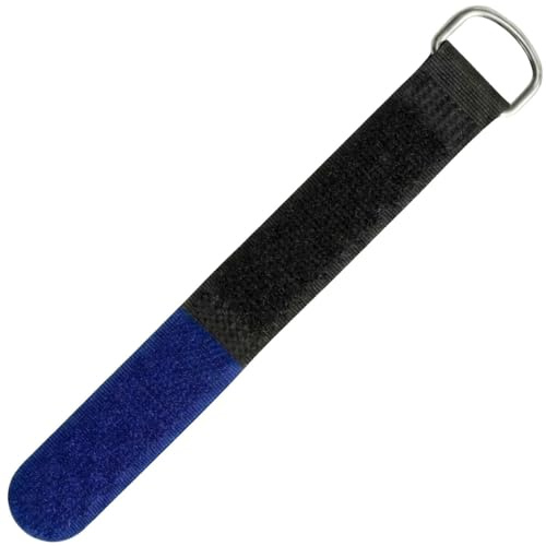 Lumonic 10 Stück Klettkabelbinder schwarz/blau | 600x38mm | normal | robuste Metallöse, Kabelklett mehrfach wiederverwendbar | einfaches Kabelmanagement und Ordnung