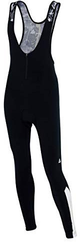 Herren Thermo Winter Fahrradhose Lang mit Trägern Pro Team - Trägerhose Lang - BIB Radhose - Träger Radlerhose - 3D Performance Gel gepolstert - Warm - schwarz-grau-weiß - XL