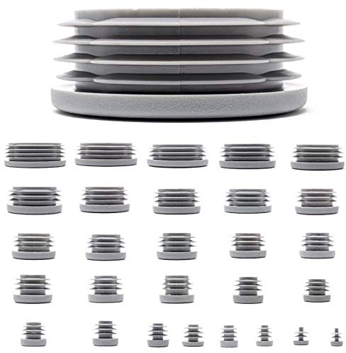 55mm Plastic End Caps, Grey Tube Inserts Bungs, Pack of 4 (See Second Image for Ordering Guide) - Made in Germany