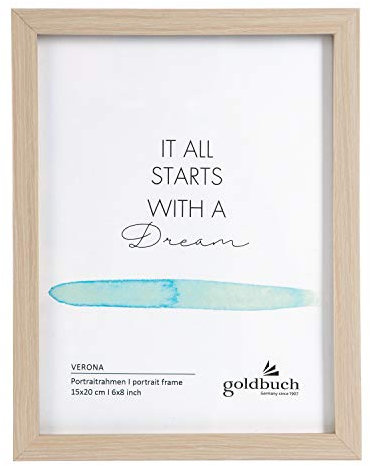 goldbuch Bilderrahmen Verona aus MDF Holz, Portraitrahmen für 1 Bild/Foto, Rahmen zum Stellen, Fotorahmen mit Wandhalterung zum Aufhängen, Frame ca. 16,5 x 21,5 x 1,5 cm, Natur, Format: 15x20 cm
