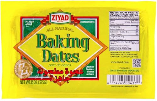 Ziyad Pure Date Paste, No Added Sugar, Ideal For Baking, Pantry, Spread, High Fiber, No Fat, No Preservatives, 13oz (Pack of 3)