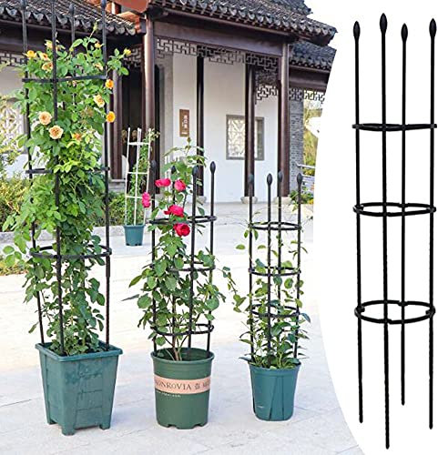 ZH-1 Petite Cage de Support de Plante Treillis Colonne Roses pour Plantes Grimpantes Pot Intérieur Extérieur, Tuteur Plante en Métal, 90x20cm, 120x20cm, Noir, Blanc
