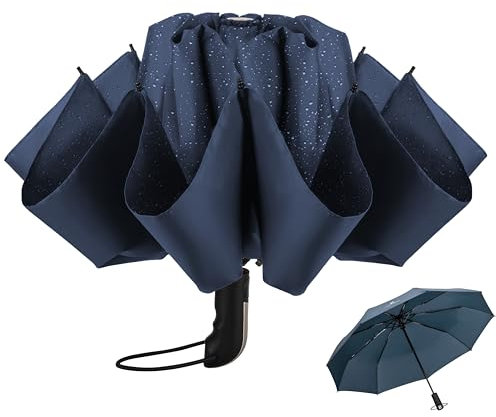 STYNGARD Regenschirm automatik Kinder mit Sicherheitsreflektoren - Kinder Regenschirm Mädchen/Junge - Automatik Kinderschirm Schulranzen Modell - ROTTERDAM (dunkelblau)
