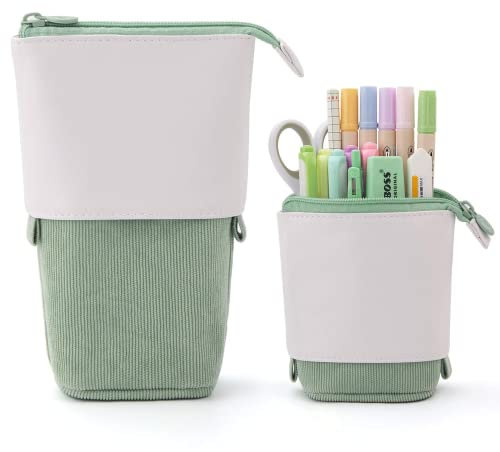 YeahBoom Federmäppchen Reißverschluss,2-in-1 Schlampermäppchen und Stifteköcher,Federmäppchen Mädchen,Ständer Bleistifthalter,Teleskopisch Mäppchen,Stifteköcher für Teenager Schülerin