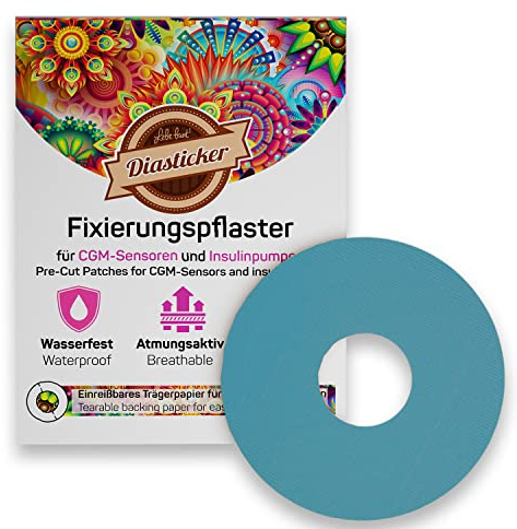 Diasticker® | Freestyle Libre 2/LibreProtect plåster XL (30 stycken, ljusblå) | vattentät – andas – starkt grepp | plåster, sensorlapp, fixering, tejp, överlappning, fixeringsplåster
