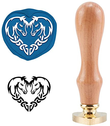 craspire Pferd Wachssiegelstempel Knoten Siegellack Stempel Liebe Herzform Abnehmbarer Messingkopf Siegelstempel Mit Holzgriff Für Einladungen Karte Geschenk Scrapbooking