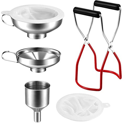 Focenat Trichter Edelstahl Set,3 Stück Küche Marmeladentrichter Einfülltrichter Einmachtrichter Trichter Set mit Glasheber und 200 Mesh Filter zum Umfüllen von Gewürzen,Flüssigkeiten,Bohnen,Konfitüre