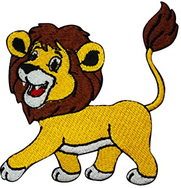 Niedlicher Löwen-Aufnäher, Tier-Patch, Löwen-Aufnäher, Cartoon-Aufnäher, Kinder-Patch, bestickt, zum Aufbügeln oder Aufnähen, Abzeichen für Kleidung usw. 8 x 7 cm