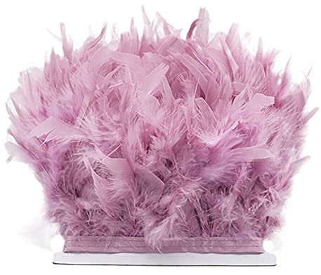 Uposao 5M Türkei Federn Fringe Trim,Natürlichen Feder Fransen für Kleid Nähen Handwerk Kostüme Dekoration DIY Deko Federn basteln, Zuhause Dekor,Halloween Federband Bastelzubehör,Rosa #4