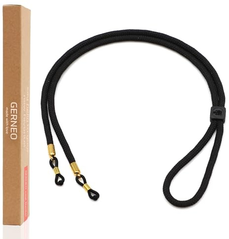 GERNEO® – L'originale – Firenze – fascia per occhiali da sole e occhiali da lettura con supporti in argento – diversi colori – regolabile con cavo e logo, Nero , Taglia unica
