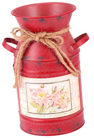 GOOHOCHY Tetera para Arreglos de Hierro Galvanizado en Rojo, Estilo Retro