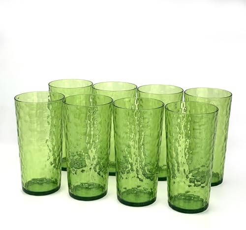 Yalin Bicchieri in acrilico da 24 once in plastica, bicchieri da bere riutilizzabili, impilabili, senza BPA, infrangibili, lavabili in lavastoviglie, set di 8 (verde)