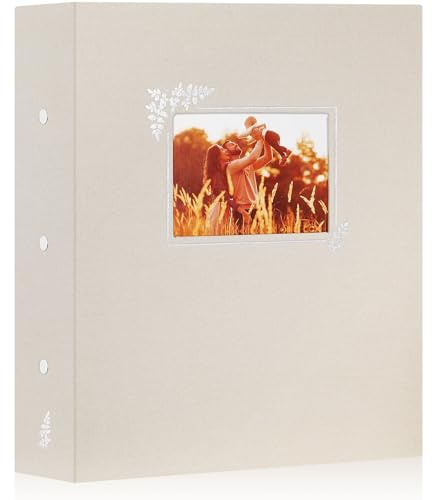 Lanpn Album Photo 11,5x15 11x15 600, Grande Capacité Lin Tissu Album pour Vertical Horizontal Photos Pochette (Beige)