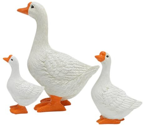 SEWOART 3st Simulationsmodell Einer Weißen Gans Gänsefeengarten Süßer Minischwan Desktop-tierfiguren Kuchendeckel Gans-Desktop-Dekoration Gans-Ornamente Requisiten Esstisch Harz Kind