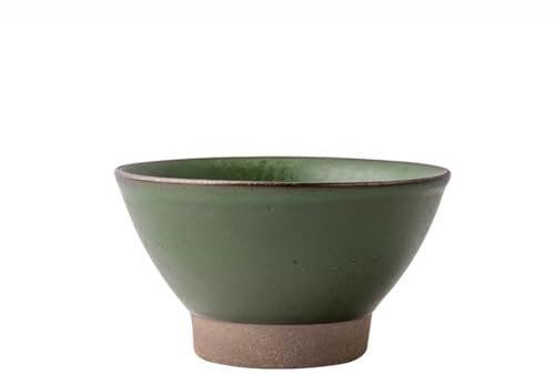 KOHARA Ensaladeras Cuenco de arroz con Sombrero de bambú Retro Hecho a Mano, Cuenco de cerámica Gruesa con Patas Altas, Cuenco de cerámica Especial, Cuenco de arroz, Lazo de cerámica ve