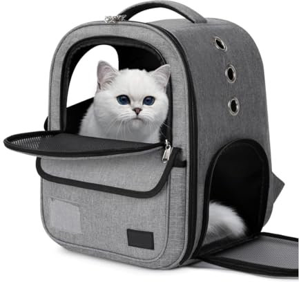 RUVOO Katzenbox Transporttasche Katze Katzenrucksack, Katzenrucksackträger Für Katzenwelpen, Katzenträgerrucksäcke Mit Atmungsaktivem, Kratzfestem Netz Transportbox Katze