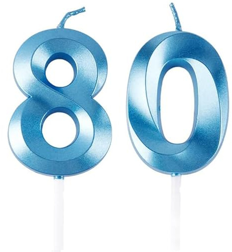 Geburtstagskerzen Zahlen 80, Blaue Geburtstag Kerzen, 3D Tortendeko, Geburtstagskerze Kuchendeko für Geburtstag Party, Hochzeiten, Firmenfeiern, Jubiläen kuchen Dekoration, Birthday Candle Number 80