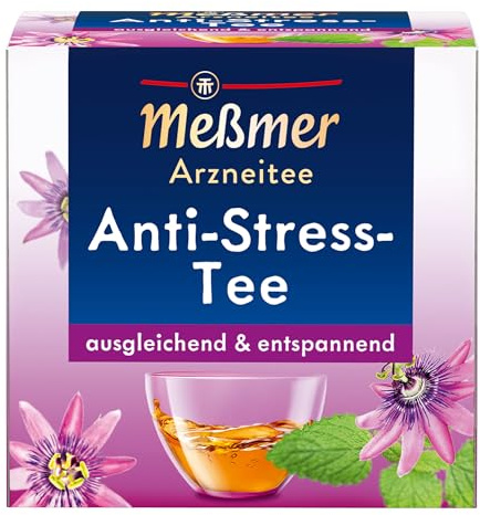 Meßmer Anti‑Stress‑Tee | Ausgleichend & entspannend |Arzneitee mit Melissenblättern, Baldrianwurzel, Pfefferminzblättern & Passionsblumenkraut | 9 Teebeutel